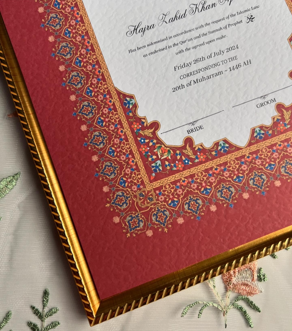 A4/A3 nikkah certificate - feather pen - folder - wedding certificate