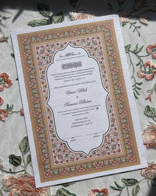 A4/A3 nikkah certificate - feather pen - folder - wedding certificate