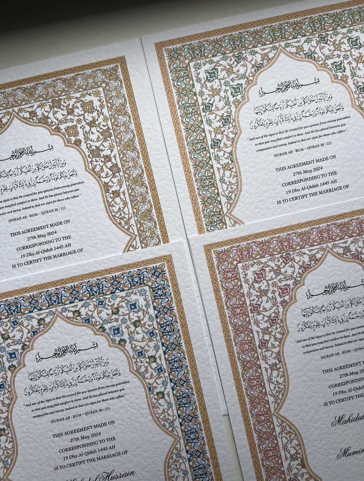 A4/A3 nikkah certificate - feather pen - folder - wedding certificate