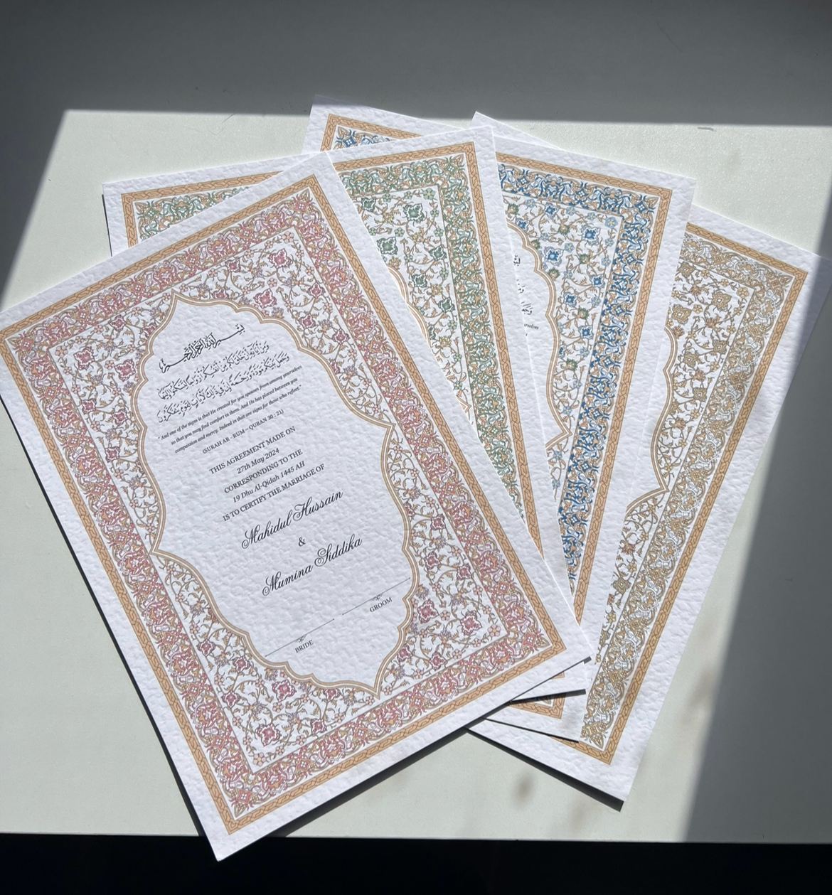 A4/A3 nikkah certificate - feather pen - folder - wedding certificate