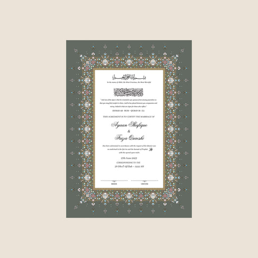 A4/A3 nikkah certificate - feather pen - folder - wedding certificate