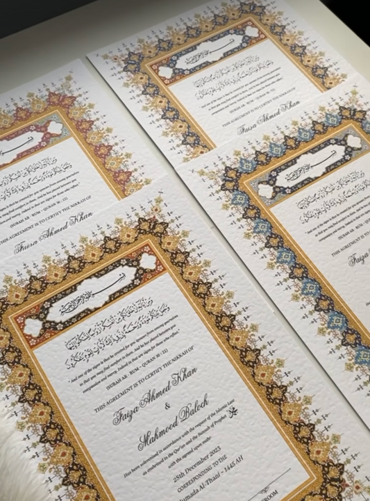 A4/A3 nikkah certificate - feather pen - folder - wedding certificate