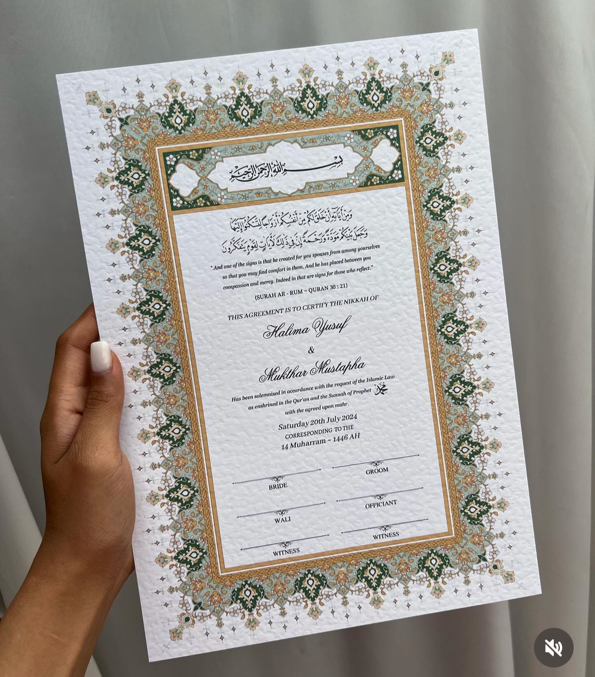 A4/A3 nikkah certificate - feather pen - folder - wedding certificate