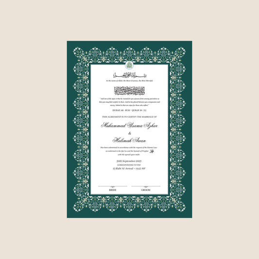 A4/A3 nikkah certificate - feather pen - folder - wedding certificate