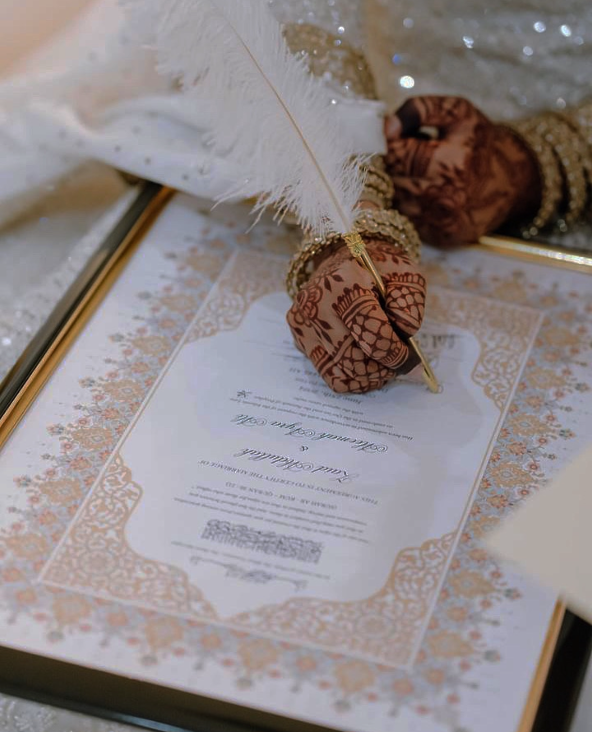 A4/A3 nikkah certificate - feather pen - folder - wedding certificate