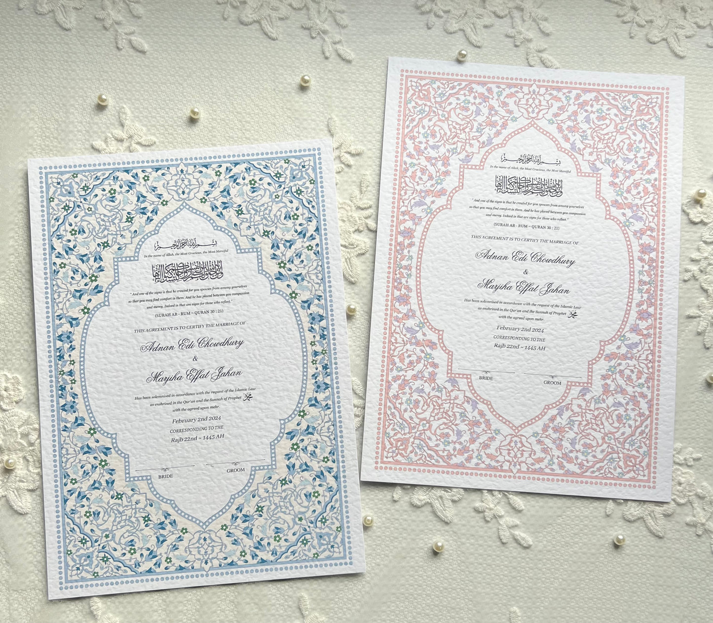 A4/A3 nikkah certificate - feather pen - folder - wedding certificate